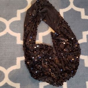 NWOT Black Sequinned Infinity Scarf